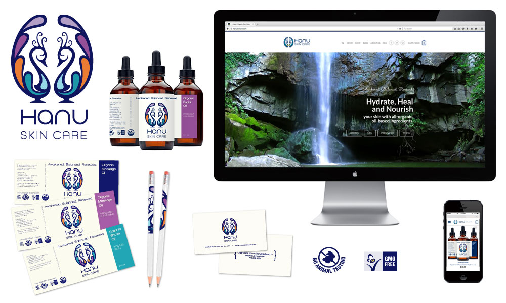 Hanu Organic Skin Care Logo Packaging and Brand Media