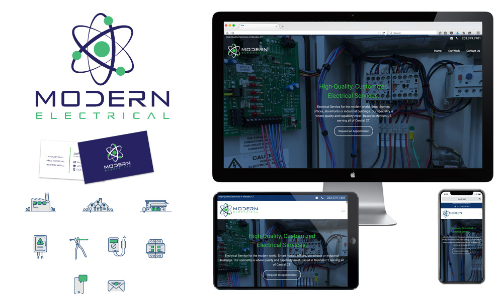 modern electrical contractor in meriden ct logo branding website
